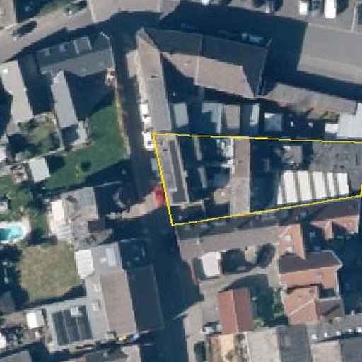 Luftbild Kreuzstraße 39, 41469 Neuss, Flurstück 37 mit Grundstücksgrenze