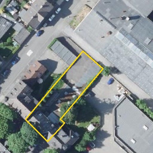 Luftbild Herichhauser Straße 12, 42349 Wuppertal — Flurstück 05327901204140______ mit Grundstücksgrenze