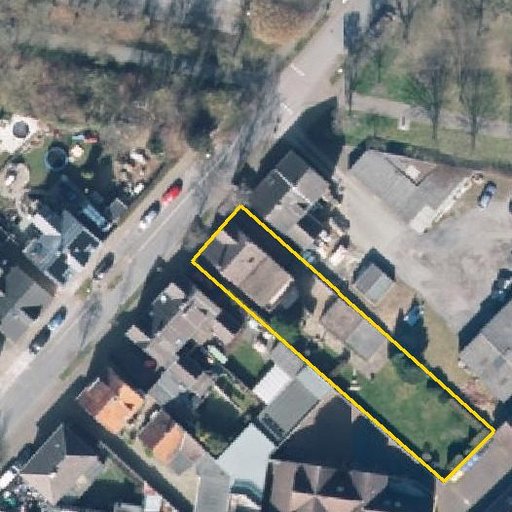 Luftbild Sedanstraße 63, 44532 Lünen — Flurstück 05127700300341______ mit Grundstücksgrenze