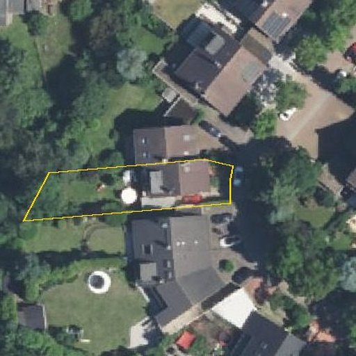 Luftbild Hermann-Lickfeld-Straße 28, 45478 Mülheim an der Ruhr — Flurstück 05309601900760______ mit Grundstücksgrenze