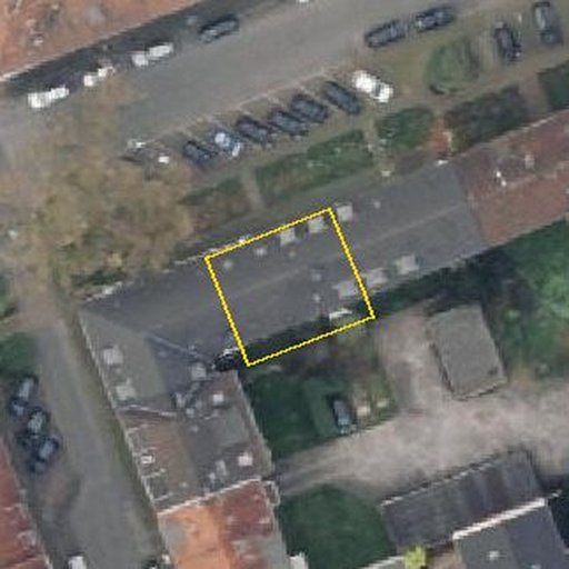 Luftbild Grenzstraße 78, 45881 Gelsenkirchen, Flurstück 333 mit Grundstücksgrenze