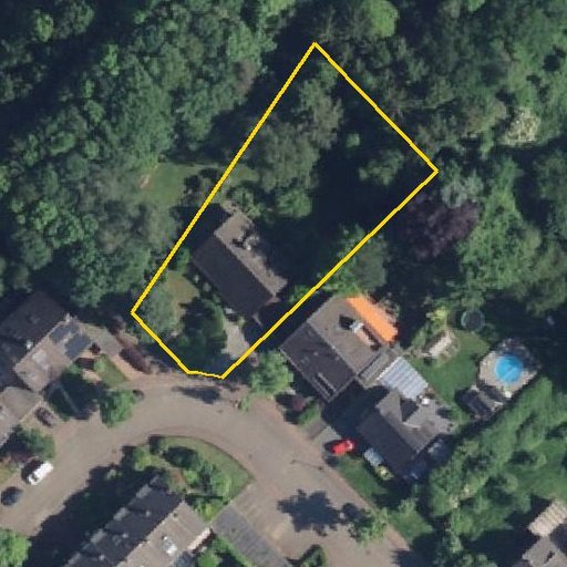 Luftbild An der Tongrube 13, 46147 Oberhausen — Flurstück 05308001101054______ mit Grundstücksgrenze