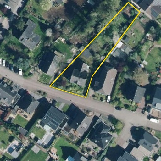Luftbild Auf dem Hundshövel 8, 46446 Emmerich am Rhein — Flurstück 05336901500011______ mit Grundstücksgrenze