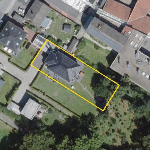 Luftbild Waldheideweg 9 a, 46569 Hünxe — Flurstück 05306900200423______ mit Grundstücksgrenze
