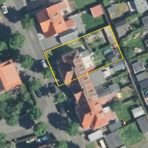 Luftbild Moritzstraße 31a, 47475 Kamp-Lintfort, Flurstück 1636 mit Grundstücksgrenze