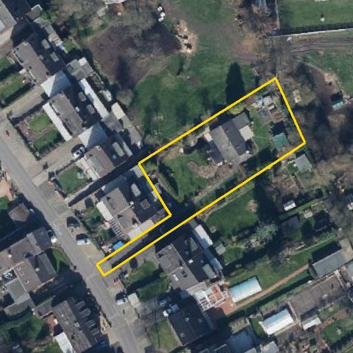Luftbild Niederbruchstraße 96, 47807 Krefeld — Flurstück 05305000101223______ mit Grundstücksgrenze