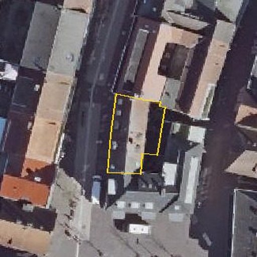 Luftbild Marktstraße 12, 48249 Dülmen, Flurstück 35 mit Grundstücksgrenze