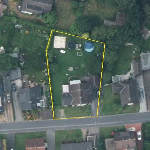 Luftbild Sternstraße 12, 48249 Dülmen — Flurstück 05515601300040______ mit Grundstücksgrenze