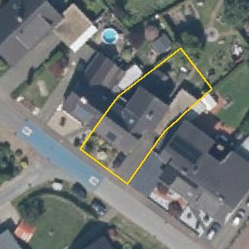 Luftbild Sachsenring 14, 48691 Vreden — Flurstück 05517311800156______ mit Grundstücksgrenze