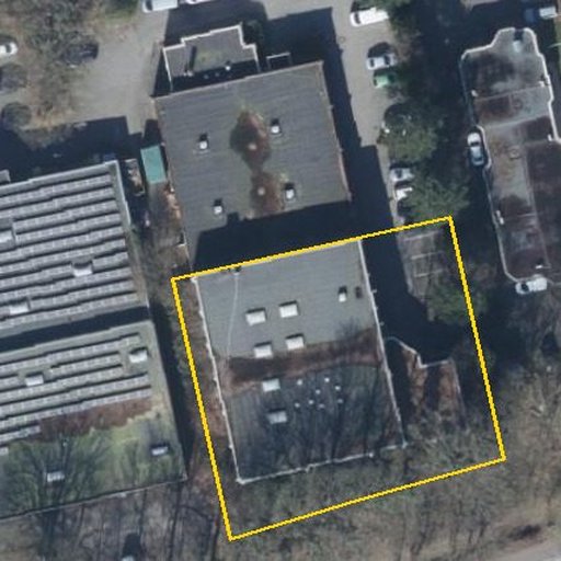 Luftbild Averdiekstraße 7, 49078 Osnabrück — Flurstück 64/70 mit Grundstücksgrenze