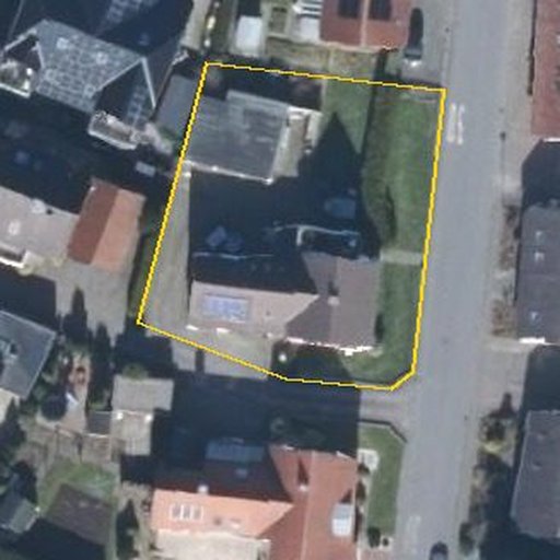 Luftbild Neuer Kamp 2, 49170 Hagen am Teutoburger Wald — Flurstück 034322002000450012__ mit Grundstücksgrenze