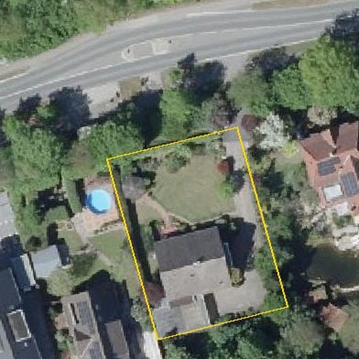 Luftbild Recker Straße 42, 49509 Steinbeck — Flurstück 05503302500528______ mit Grundstücksgrenze