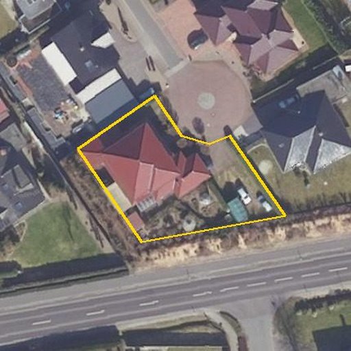 Luftbild Heinestraße 10, 49681 Garrel — Flurstück 031921039000090008__ mit Grundstücksgrenze
