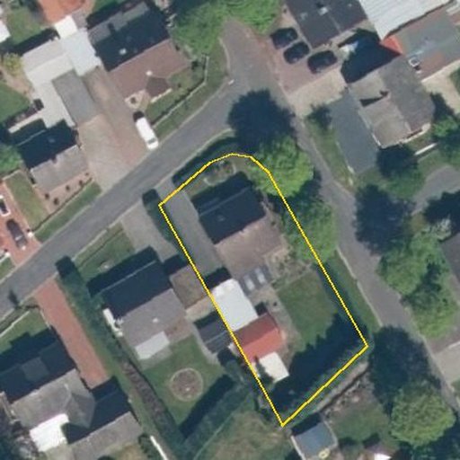 Luftbild Drosselweg 1, 49767 Twist — Flurstück 033118008000270038__ mit Grundstücksgrenze