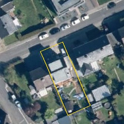 Luftbild Brechtstraße 4, 50170 Kerpen — Flurstück 05468600800435______ mit Grundstücksgrenze