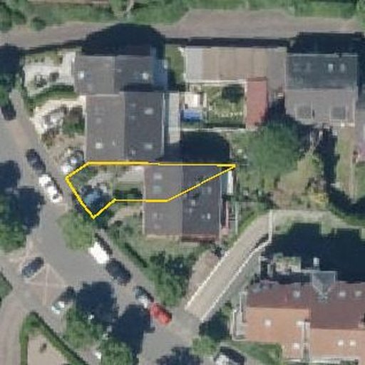 Luftbild Aachener Straße 57, 50389 Wesseling — Flurstück 05469902700134______ mit Grundstücksgrenze
