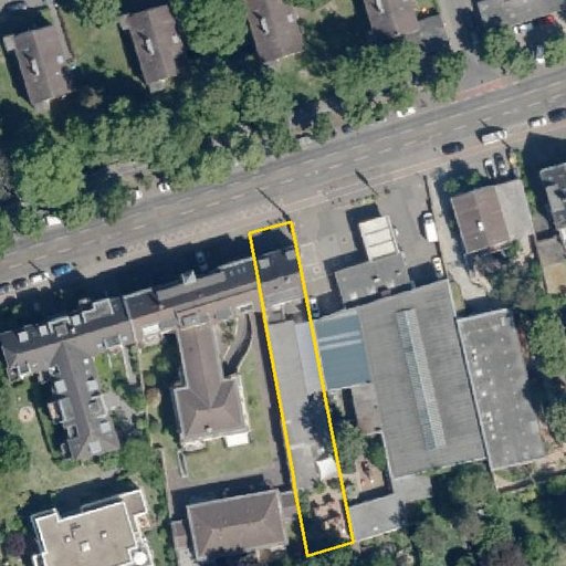 Luftbild Dürener Straße 392, 50935 Köln — Flurstück 054961064003650095__ mit Grundstücksgrenze