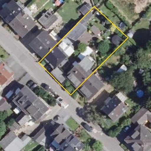 Luftbild Michaelsbergstraße 15, 53757 Sankt Augustin — Flurstück 05401401500076______ mit Grundstücksgrenze