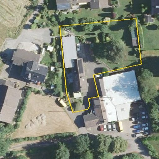 Luftbild Neßhoven 14, 53804 Much — Flurstück 05408500500382______ mit Grundstücksgrenze