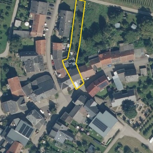 Luftbild Kapellenstraße 22, 54439 Palzem — Flurstück 07273100300122______ mit Grundstücksgrenze