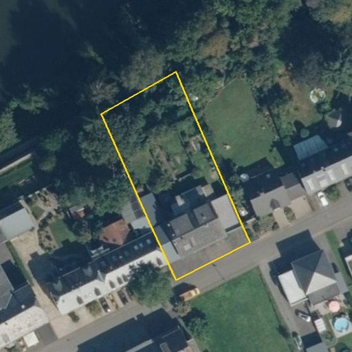 Luftbild Kirchstraße 25, 54441 Kanzem — Flurstück 07275701300048______ mit Grundstücksgrenze