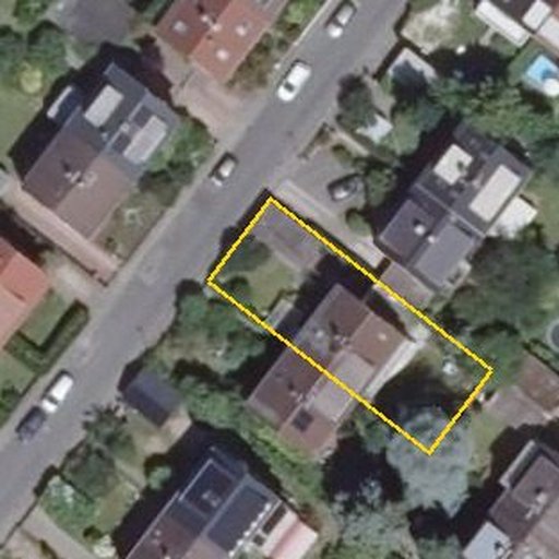 Luftbild Wichernstraße 16, 55131 Mainz — Flurstück 07370102200545______ mit Grundstücksgrenze