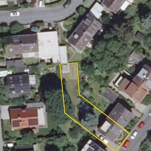 Luftbild Wichernstraße 5, 55131 Mainz — Flurstück 07370102200560______ mit Grundstücksgrenze