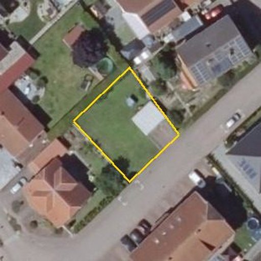 Luftbild Am alten Brunnen 6, 55234 Albig — Flurstück 073807042000130002__ mit Grundstücksgrenze