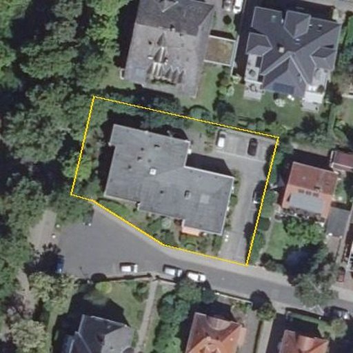 Luftbild Prinz-Friedrich-Karl-Straße 3, 55543 Bad Kreuznach — Flurstück 071942061000230015__ mit Grundstücksgrenze