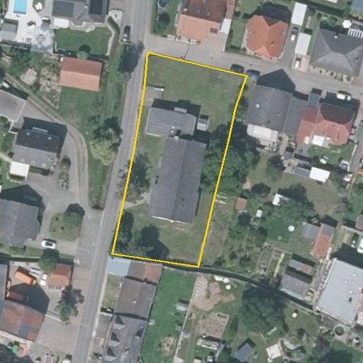 Luftbild Albachstraße 12, 55627 Merxheim — Flurstück 198 mit Grundstücksgrenze