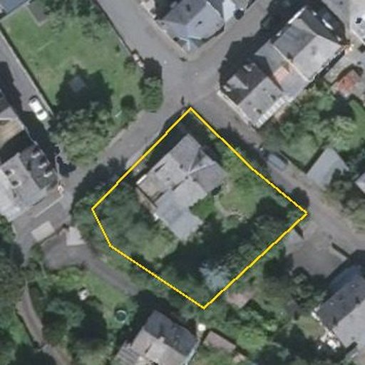 Luftbild Heldersgäßchen 20, 55743 Idar-Oberstein — Flurstück 07222509200039______ mit Grundstücksgrenze