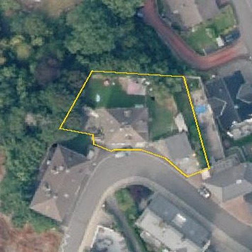 Luftbild Kirchstraße 45, 57413 Finnentrop, Flurstück 340 mit Grundstücksgrenze