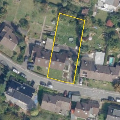 Luftbild Birkenweg 18, 58509 Lüdenscheid — Flurstück 05101009700172______ mit Grundstücksgrenze