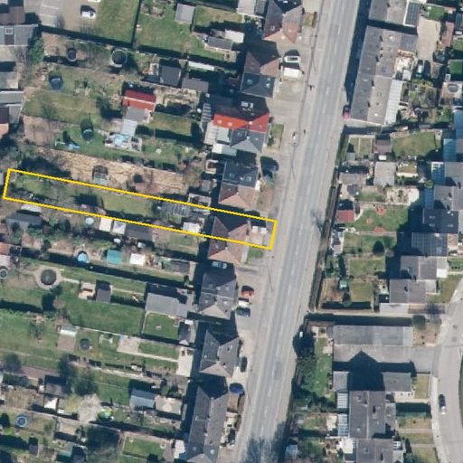 Luftbild Hammer Straße 70a, 59425 Unna — Flurstück 05139604000083______ mit Grundstücksgrenze