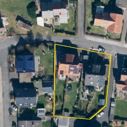 Luftbild Hemmerder Hellweg 43b, 59427 Unna — Flurstück 05139901400353______ mit Grundstücksgrenze