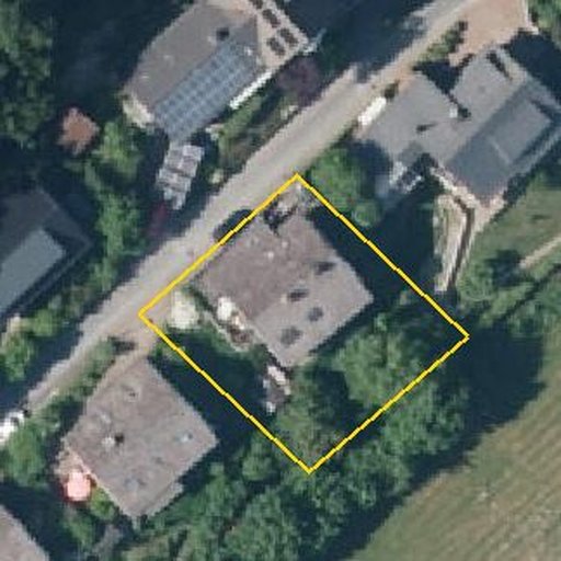 Luftbild Steinweg 3, 59939 Olsberg — Flurstück 05117200300147______ mit Grundstücksgrenze