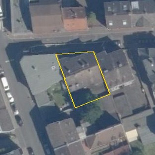 Luftbild Goldsteinstraße 39, 60528 Frankfurt am Main — Flurstück 060502020000020003__ mit Grundstücksgrenze