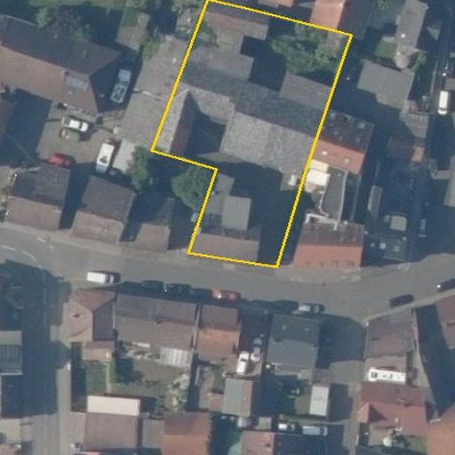 Luftbild Holzhäuser Straße 20, 61191 Rosbach v. d. Höhe — Flurstück 060419001003060001__ mit Grundstücksgrenze