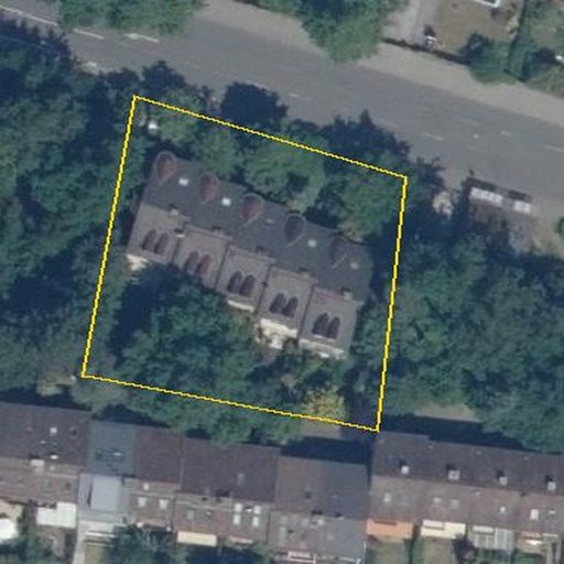 Luftbild Buchschlager Allee 3, 63303 Dreieich — Flurstück 060726003000020041__ mit Grundstücksgrenze