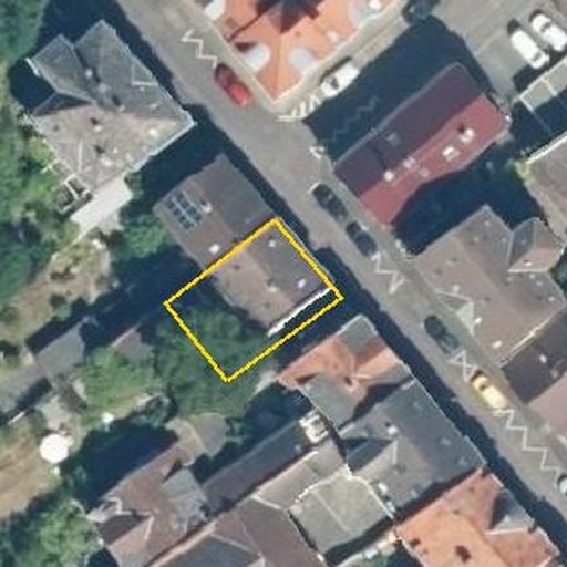 Luftbild Remisenweg 13, 63454 Hanau, Flurstück 162/2 mit Grundstücksgrenze