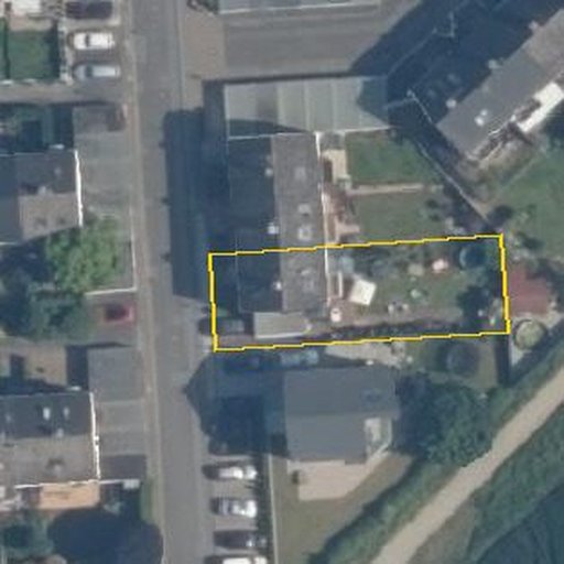 Luftbild Frankenstraße 38, 63477 Maintal — Flurstück 061016017001530004__ mit Grundstücksgrenze