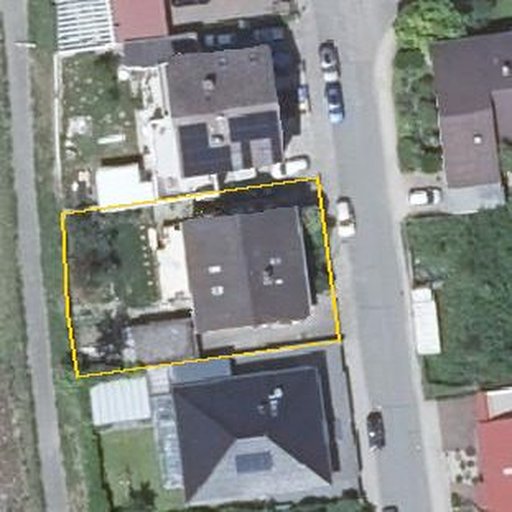 Luftbild Nibelungenstraße 5, 64579 Gernsheim — Flurstück 06002300400527______ mit Grundstücksgrenze