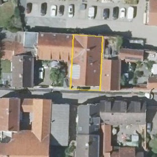 Luftbild Grafenstraße 21, 64823 Groß-Umstadt — Flurstück 061135001001490001__ mit Grundstücksgrenze