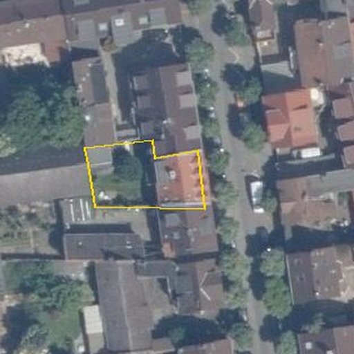 Luftbild Weinbergstraße 4, 65931 Frankfurt am Main — Flurstück 060513021001510007__ mit Grundstücksgrenze