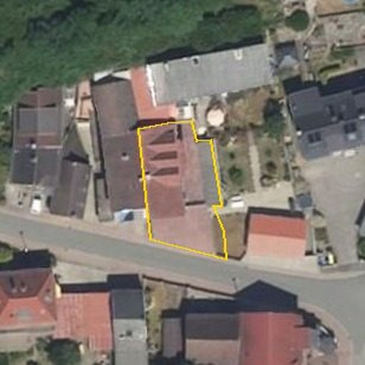Luftbild Heilbachstraße 8, 66482 Zweibrücken — Flurstück 075108000024090003__ mit Grundstücksgrenze