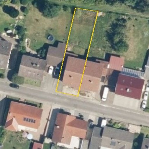 Luftbild Ingbertsweg 18a, 66892 Bruchmühlbach-Miesau — Flurstück 074852000004690051__ mit Grundstücksgrenze