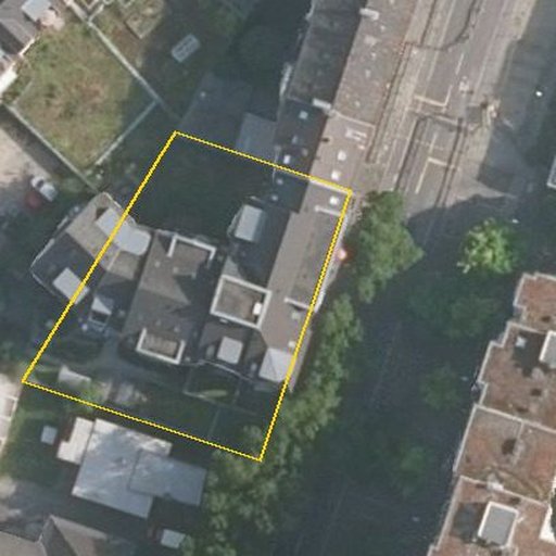 Luftbild Rohrlachstraße 92, 67063 Ludwigshafen am Rhein — Flurstück 07415600001314______ mit Grundstücksgrenze