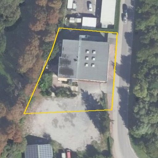 Luftbild Raiffeisenstraße 10, 67346 Speyer — Flurstück 074101000044900007__ mit Grundstücksgrenze