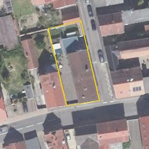 Luftbild Altspeyerer Straße 44, 67360 Lingenfeld — Flurstück 075599000004000003__ mit Grundstücksgrenze