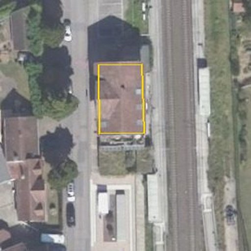 Luftbild Bahnhofstraße 3, 67360 Lingenfeld — Flurstück 07559900001542______ mit Grundstücksgrenze